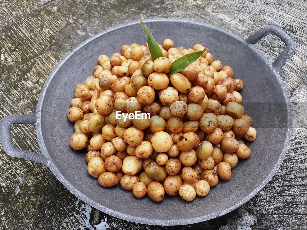 High angle view of fruits in container