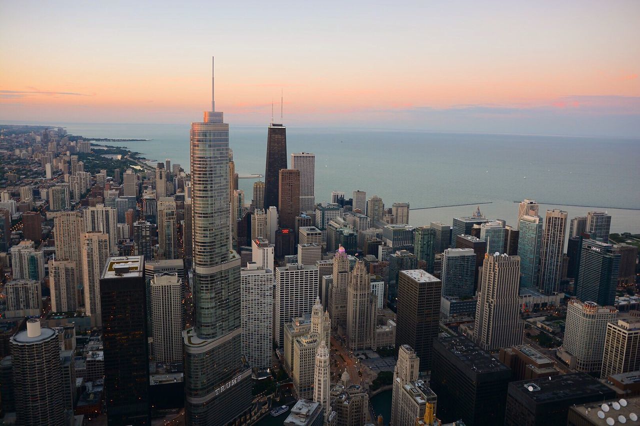 Aerial view of chicago city at waterfront