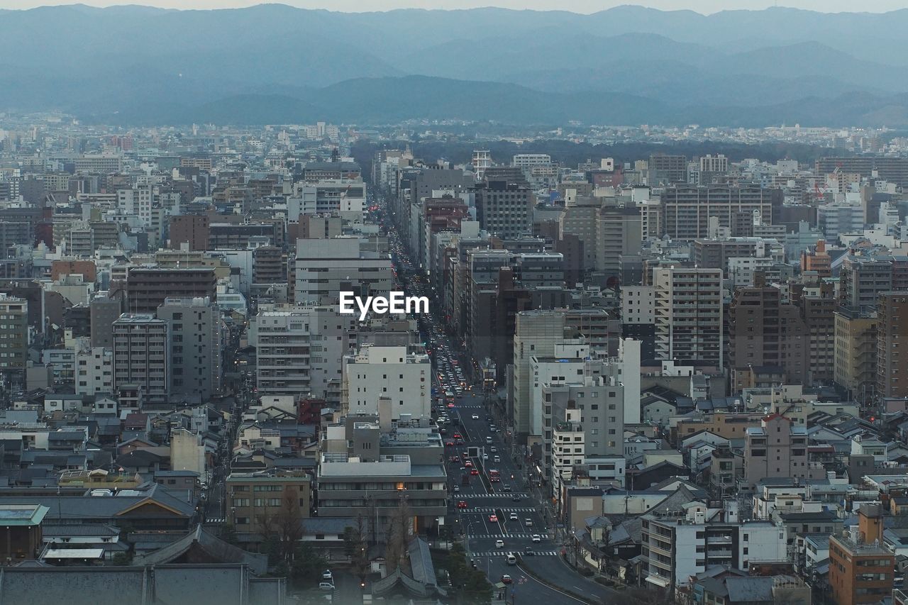 Aerial view of buildings in japan