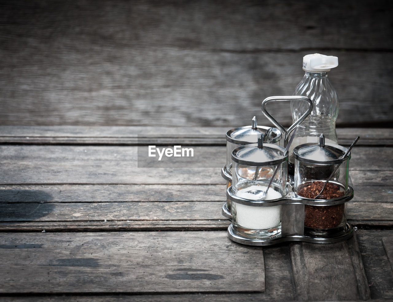 Condiments on table