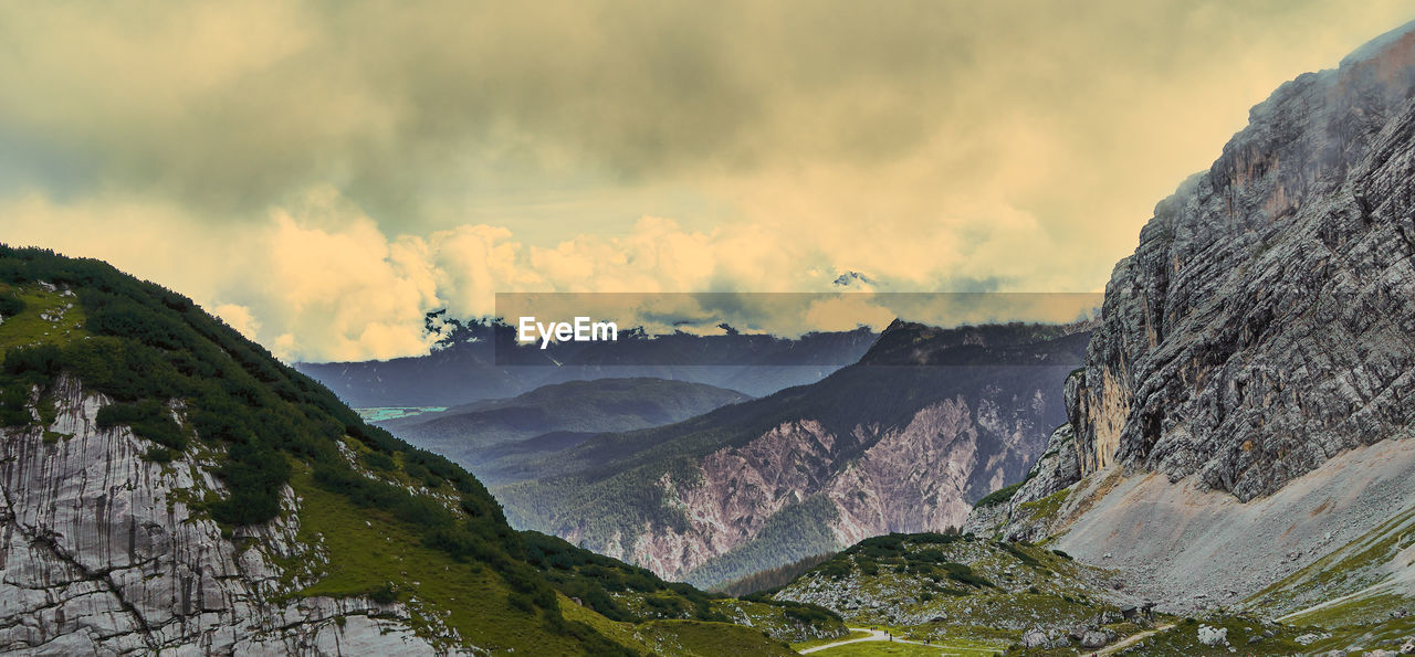 Panoramic view of mountains against sky