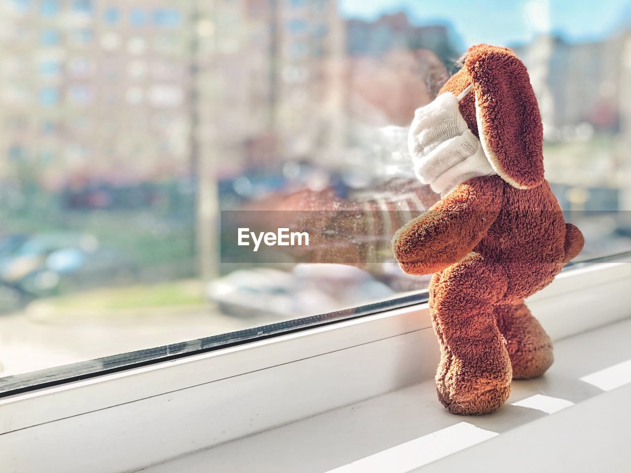 Close-up of toy home window, stay at home