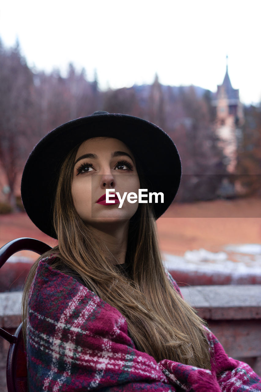 Portrait of beautiful woman with hat