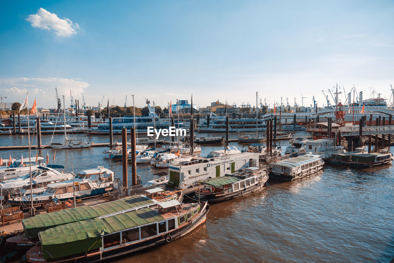 Boats moored in harbor