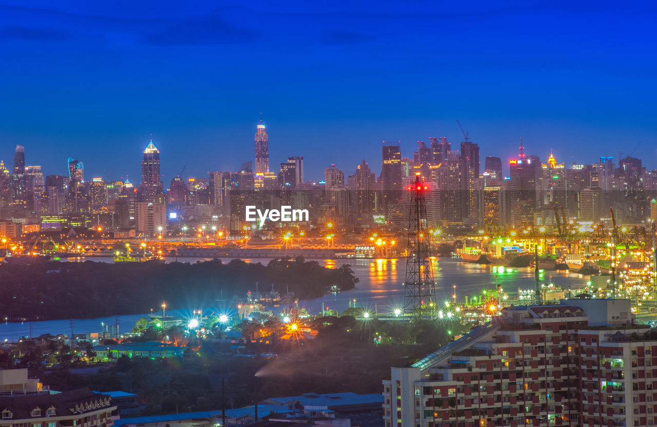 Illuminated city at night