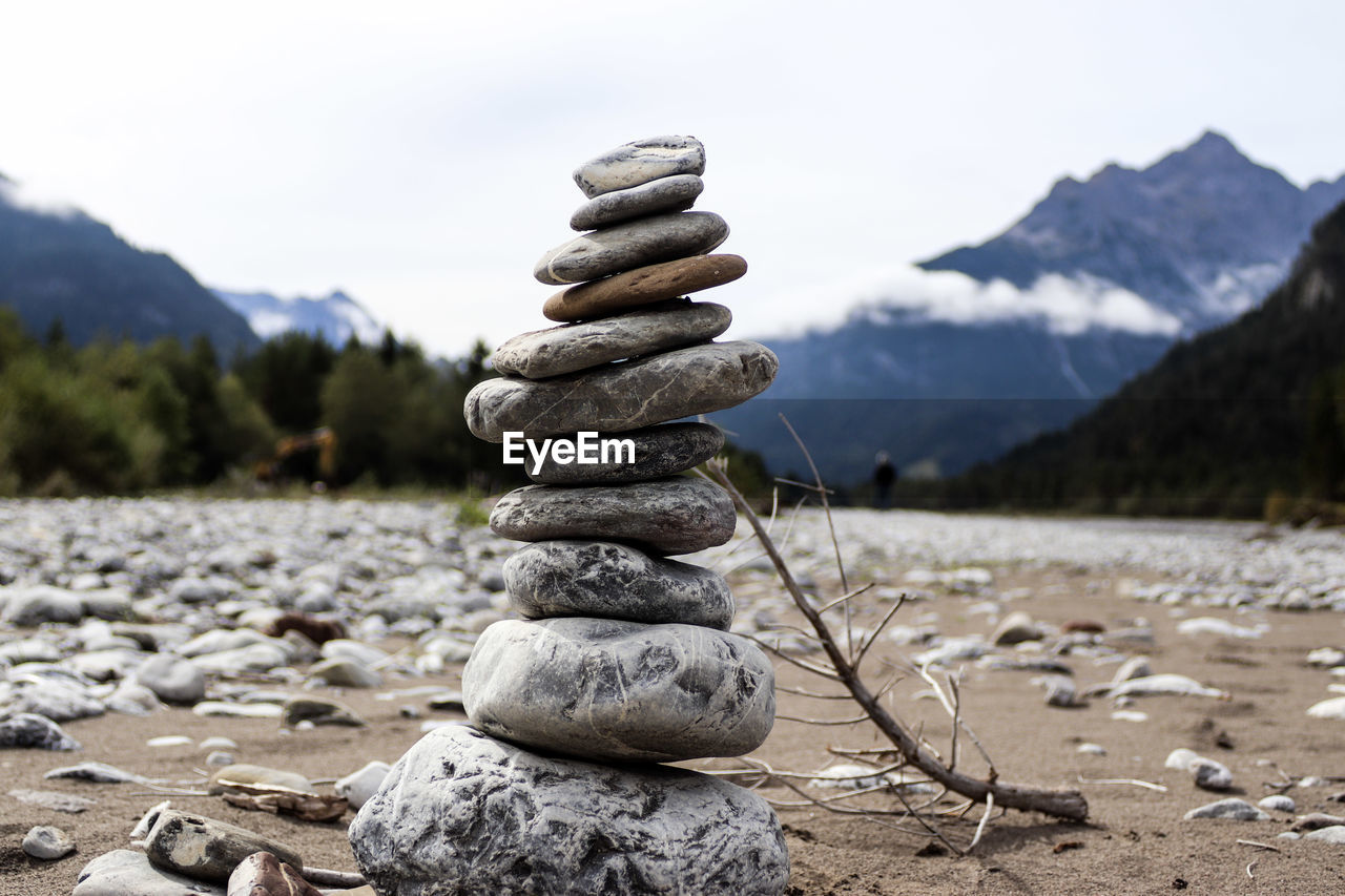 STACK OF STONES ON SHORE