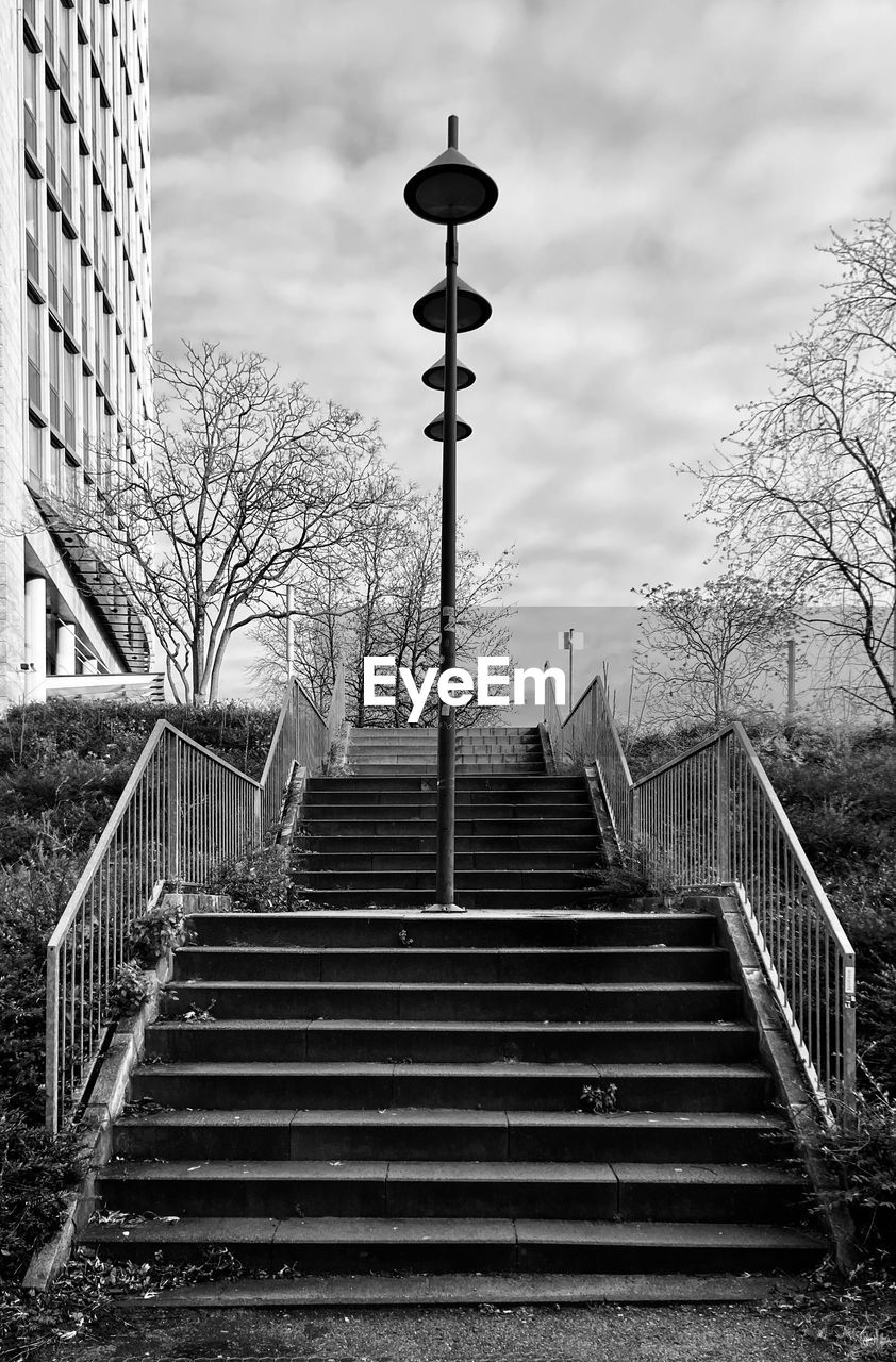 Low angle view of staircase against sky