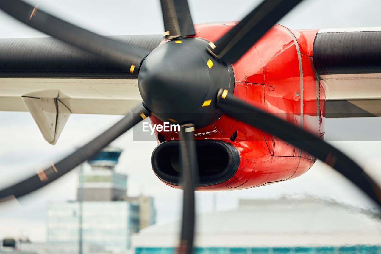 Close-up of red airplane