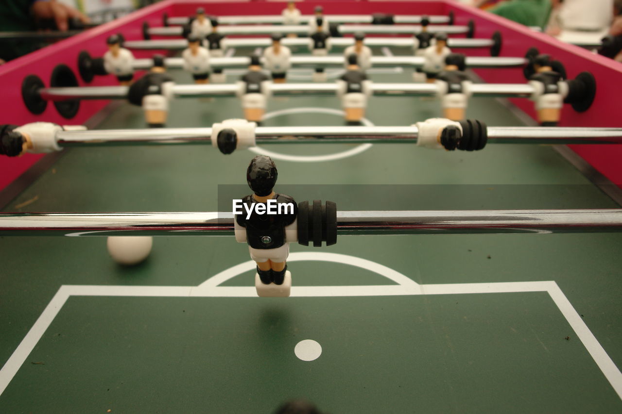 Close up of foosball