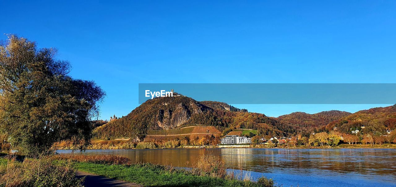 SCENIC VIEW OF LAKE AGAINST BLUE SKY