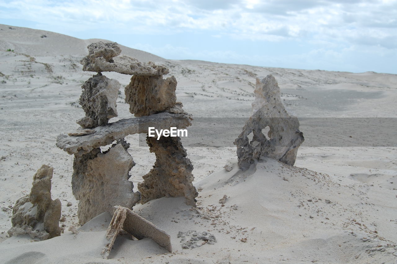 Rock formations of sand in the desert 