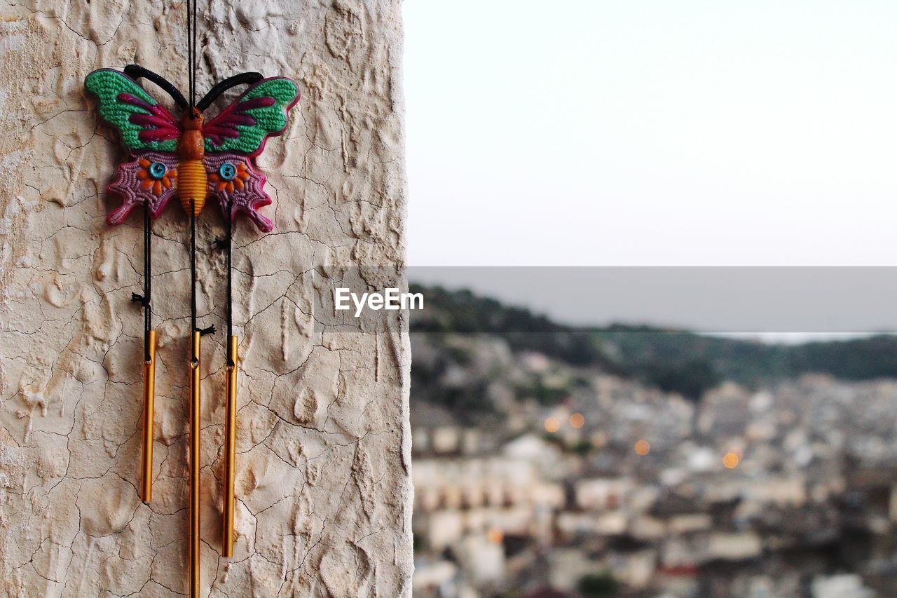 Dream catcher butterfly with a long view of city