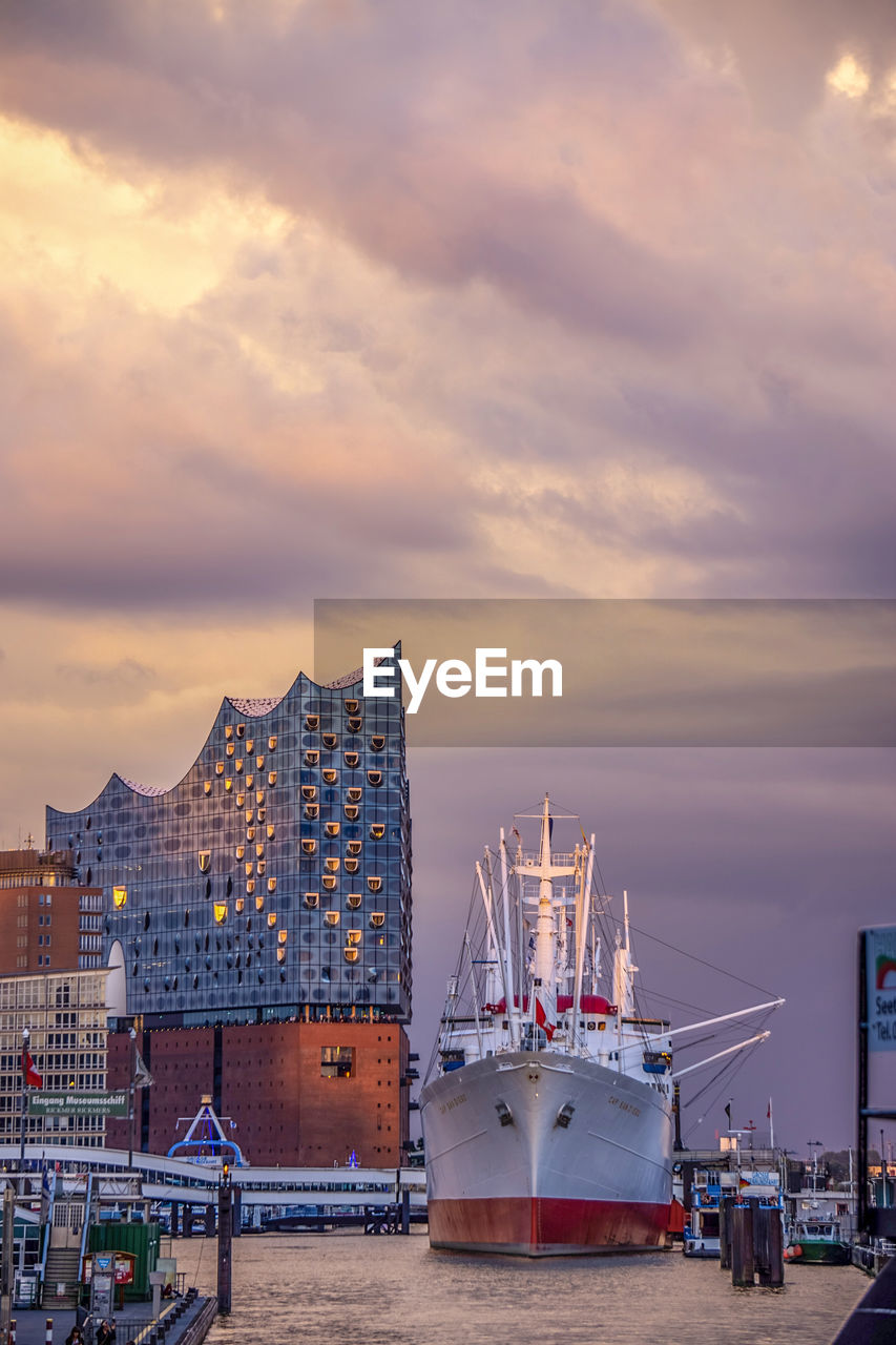 HARBOR AGAINST SKY DURING SUNSET