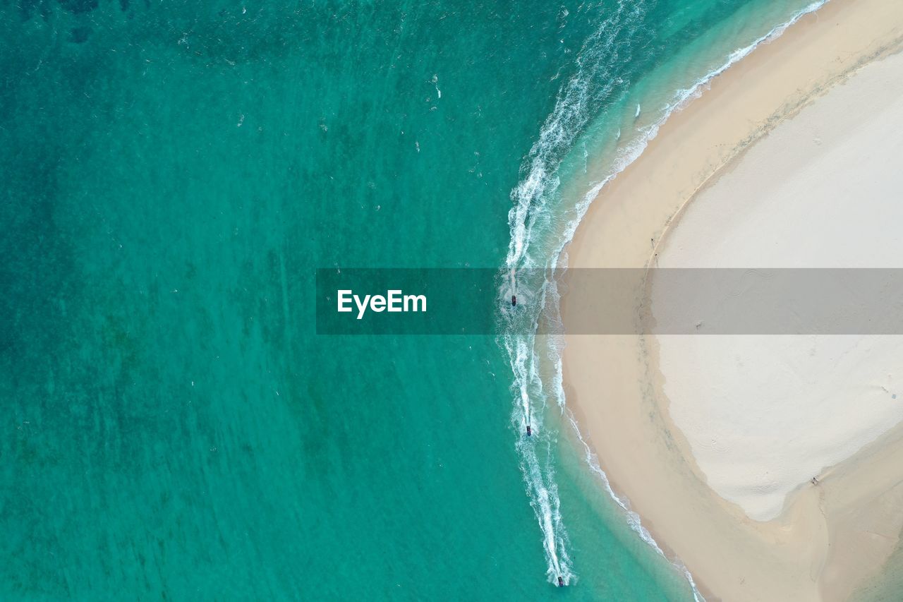 High angle view of surf on beach