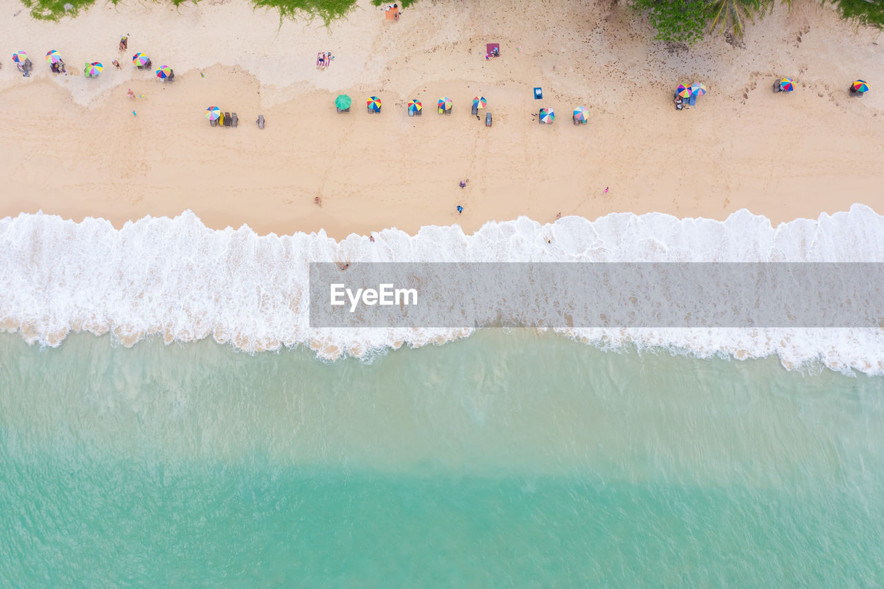 High angle view of travel tourist on beach