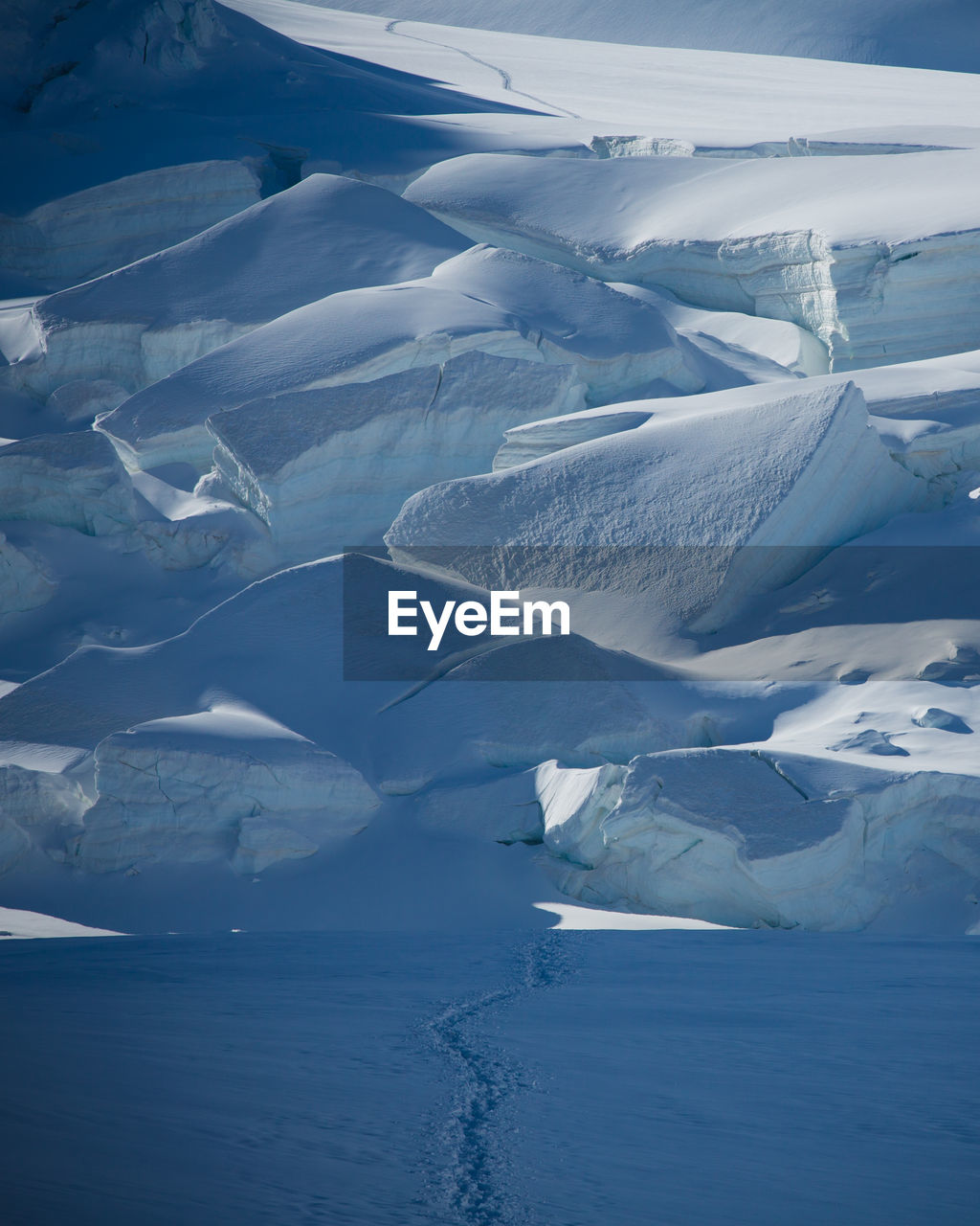 Aerial view of snow covered landscape