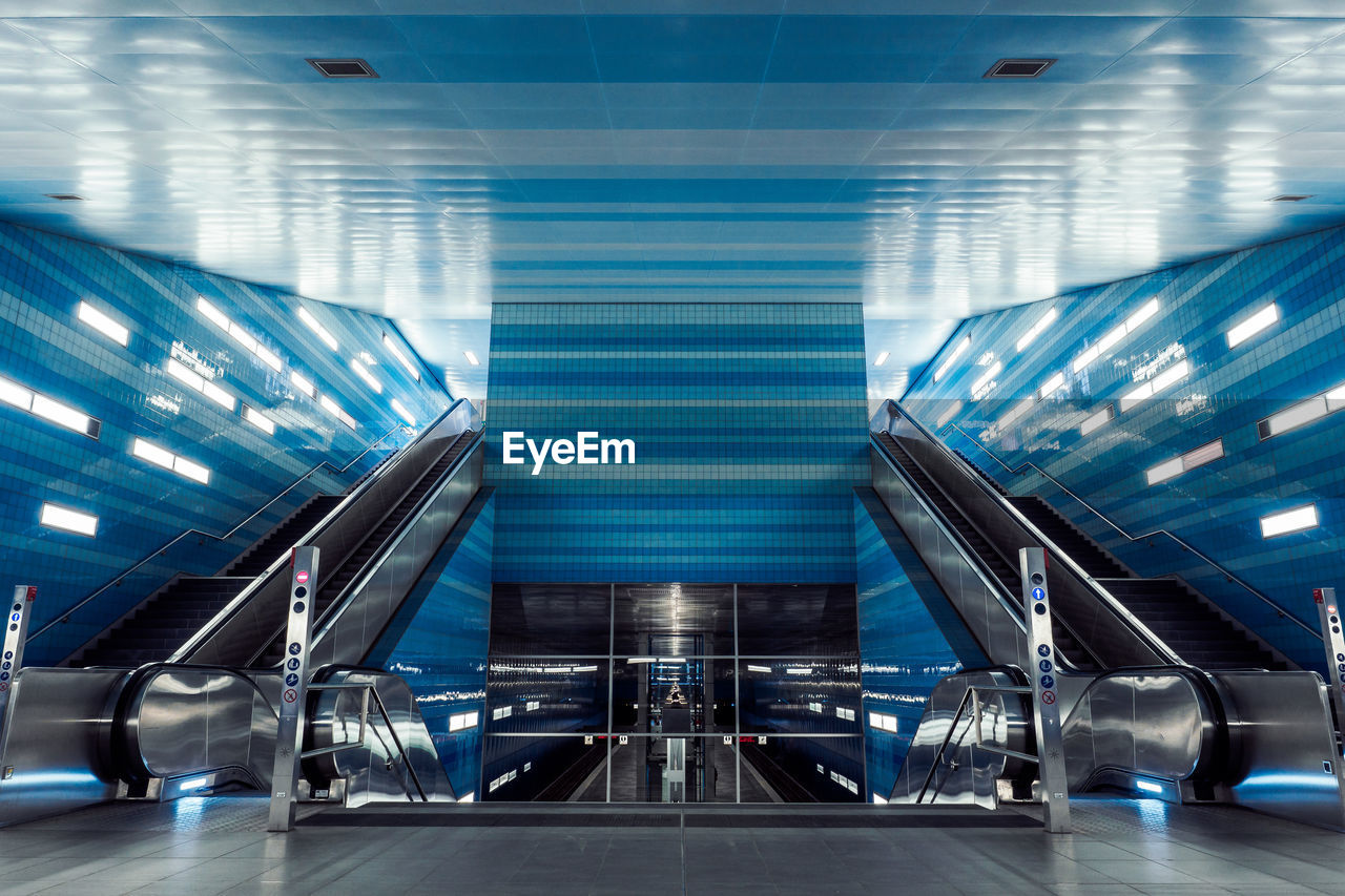 View of escalator at subway station