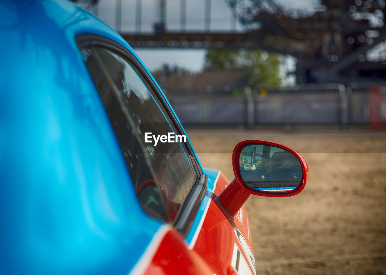 Close-up of side-view mirror