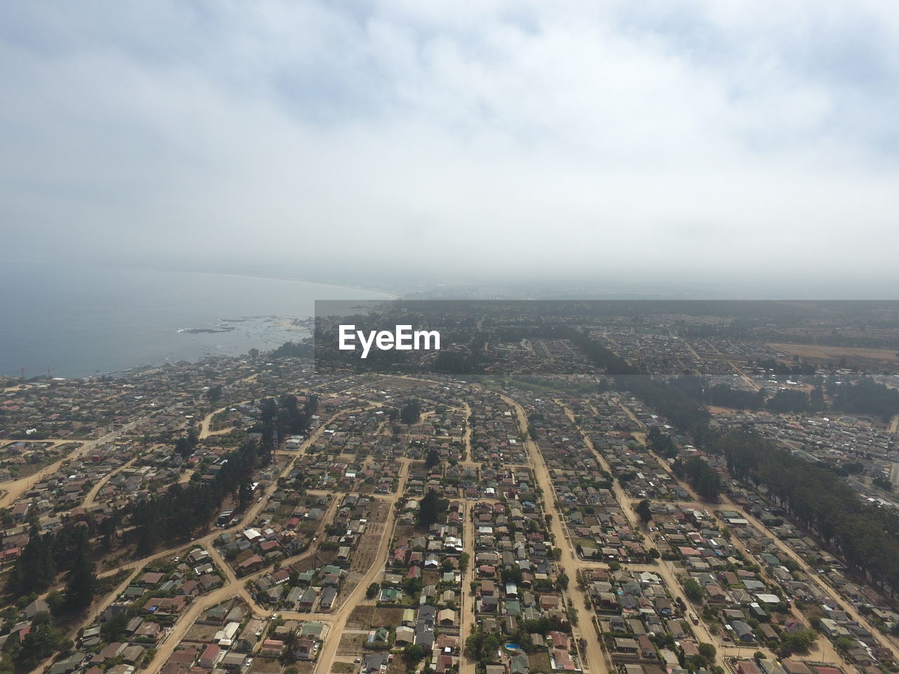 High angle view of city against sky