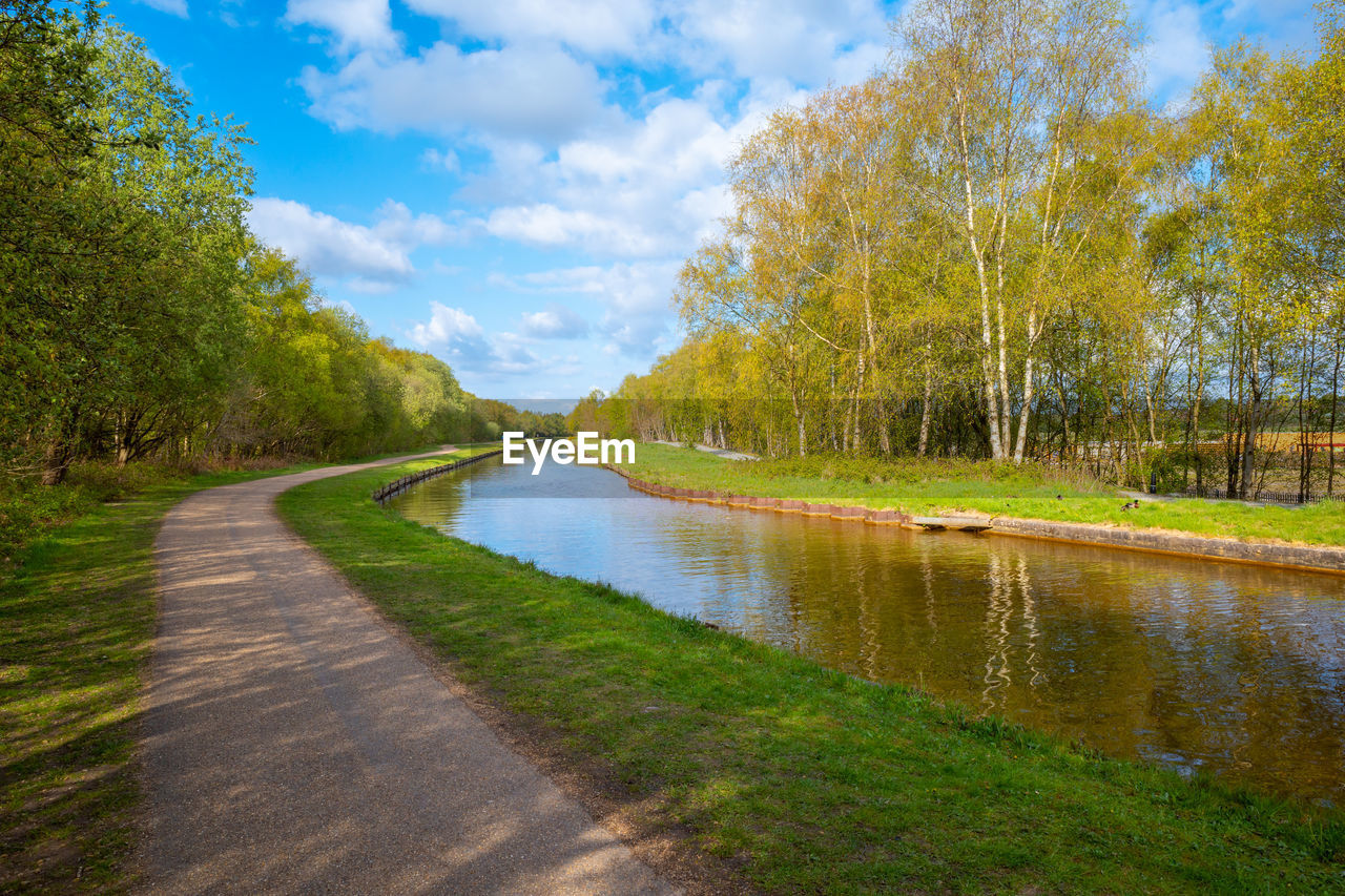 SCENIC VIEW OF LAKE AND TREES AGAINST SKY