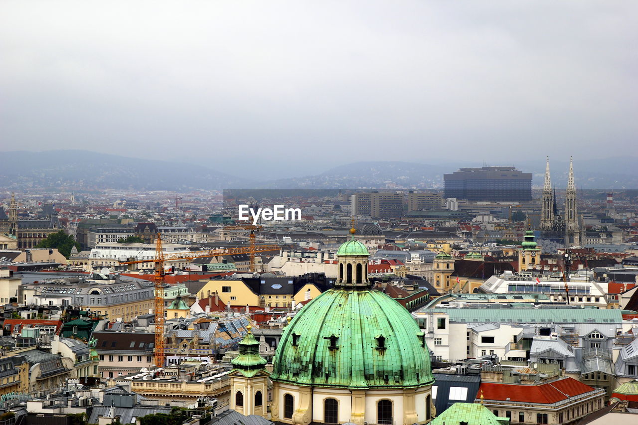 The view on the city and the roofs of houses. vienna, austria.