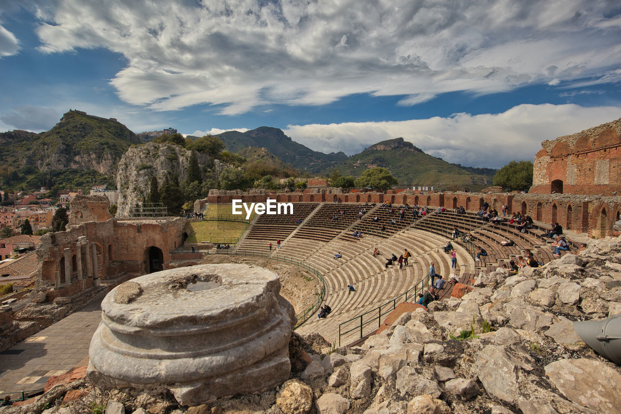 The ancient greek-roman theater of taormina, a tourist city in sicily.