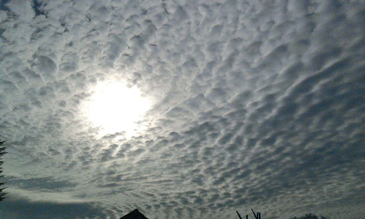 Low angle view of cloudy sky on sunny day