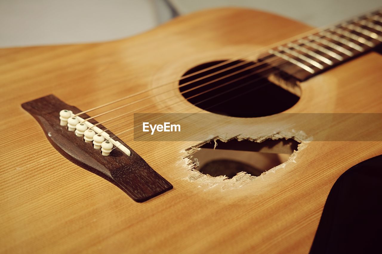 Close-up of old guitar