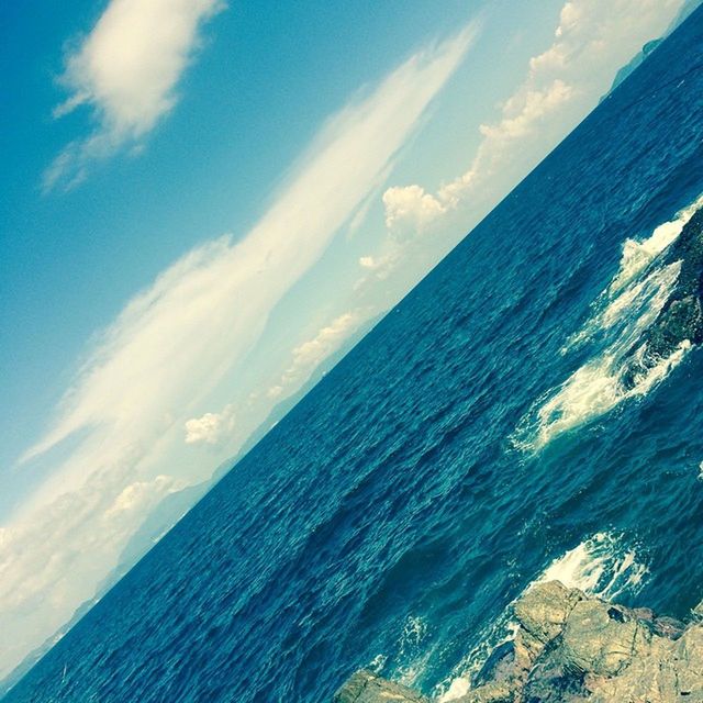 SCENIC VIEW OF SEASCAPE AGAINST CLOUDY SKY