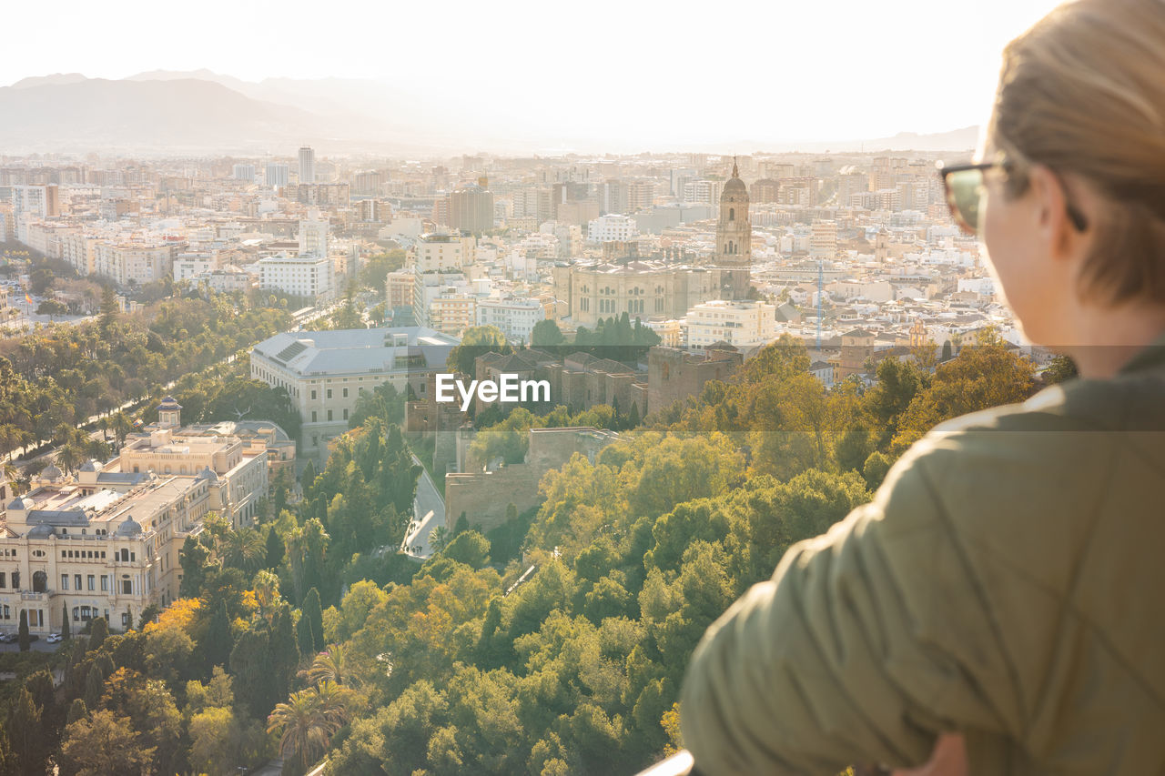 high angle view of woman looking at observation point