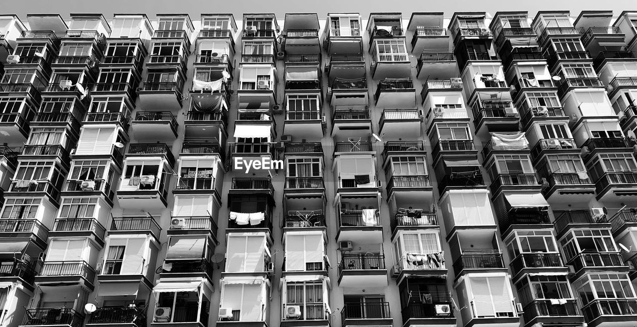 Full frame shot of balconies in building