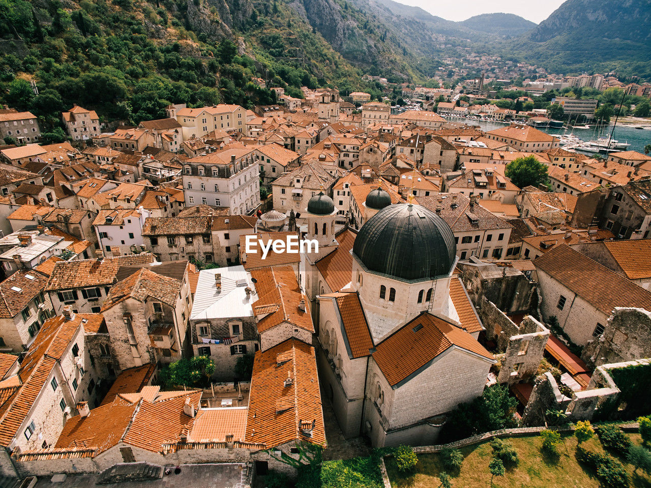 high angle view of buildings in city