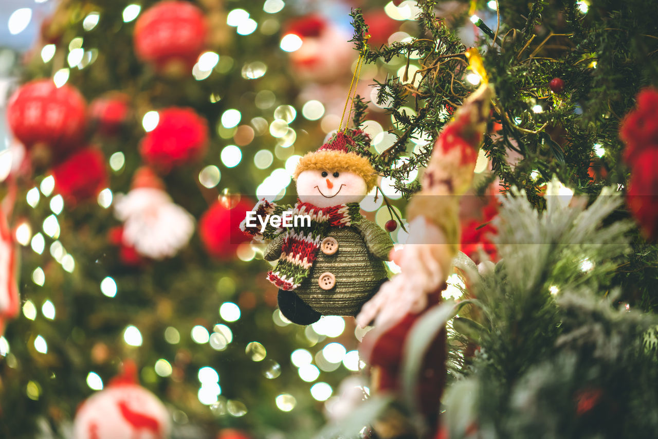 Close-up of decorated christmas tree