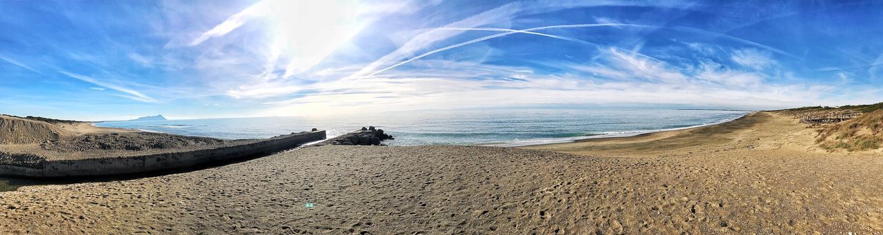 PANORAMIC SHOT OF BEACH AGAINST SKY