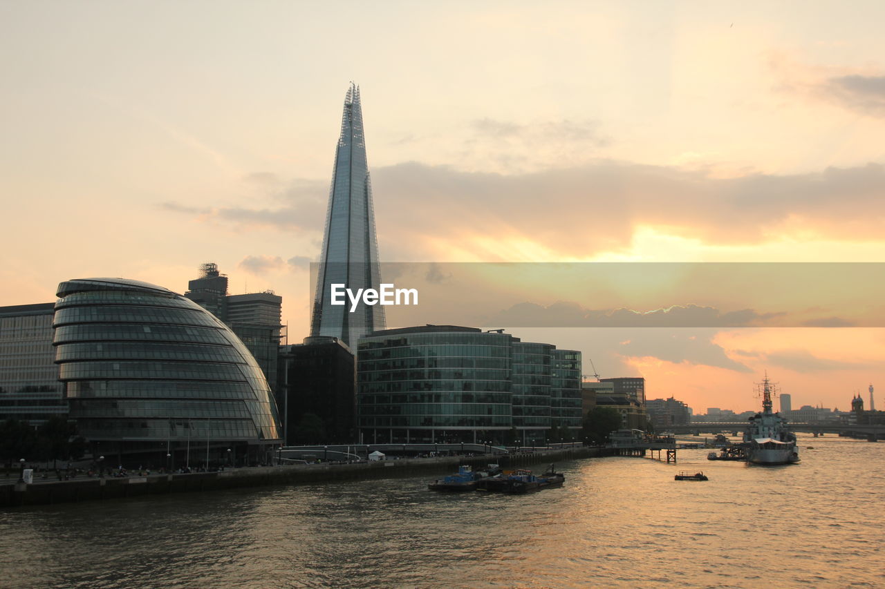 View of river thames and the shard from tower bridge