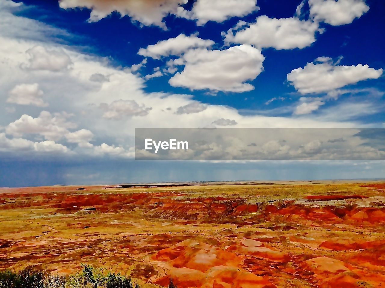 VIEW OF FIELD AGAINST CLOUDY SKY