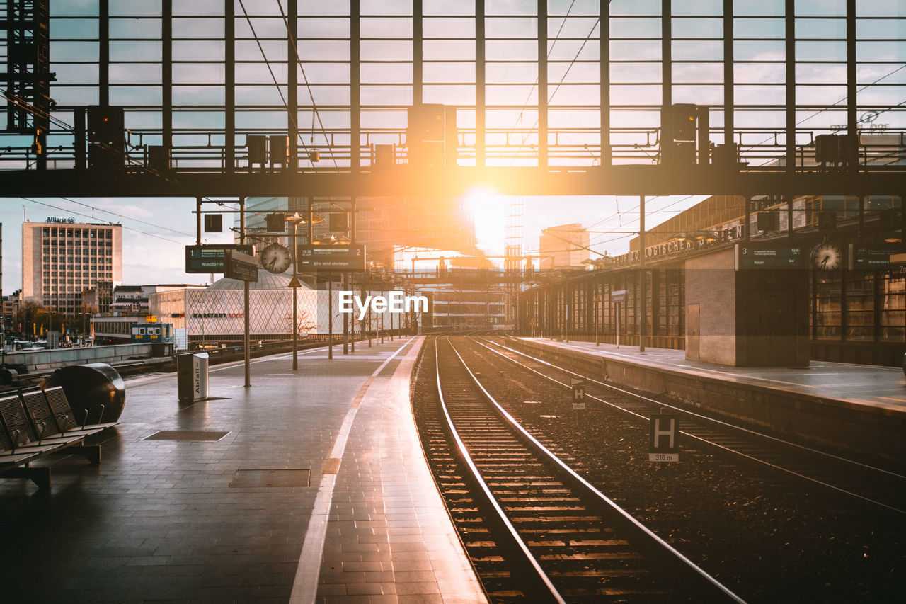 View of an empty railway station platform