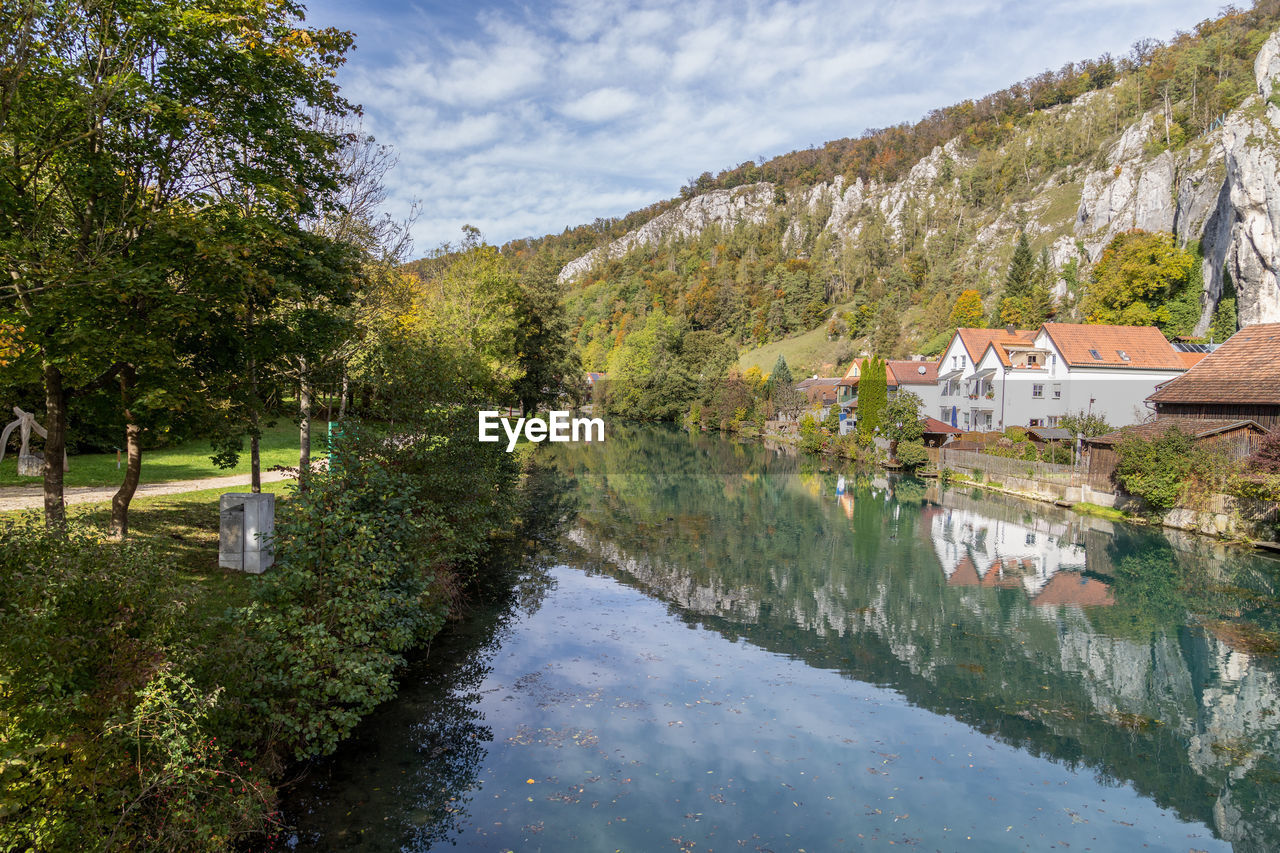 Idyllic view at the village markt essing in bavaria, germany with the altmuehl river