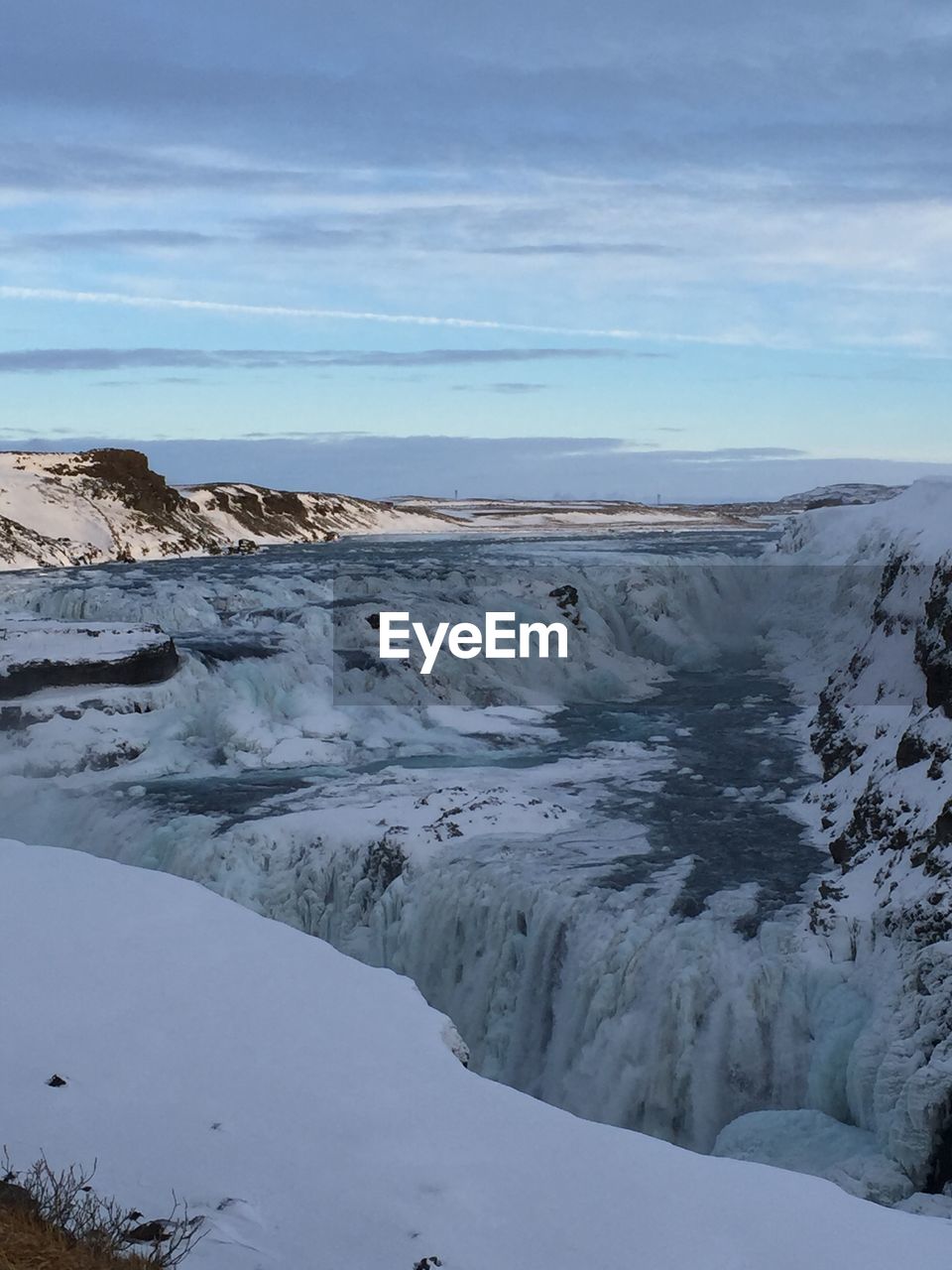 Frozen gullfoss falls during winter