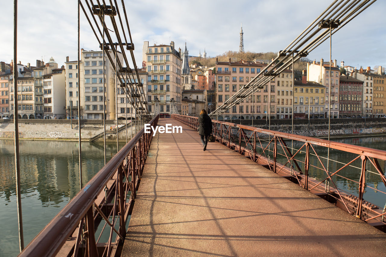 Saint-vincent footbridge in lyon on the saône giving access to the saint paul district in old lyon