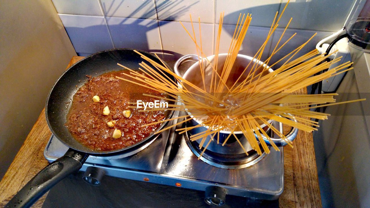 Close-up of food preparing in kitchen