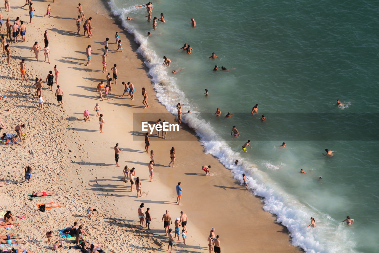 Aerial view of tourists at beach