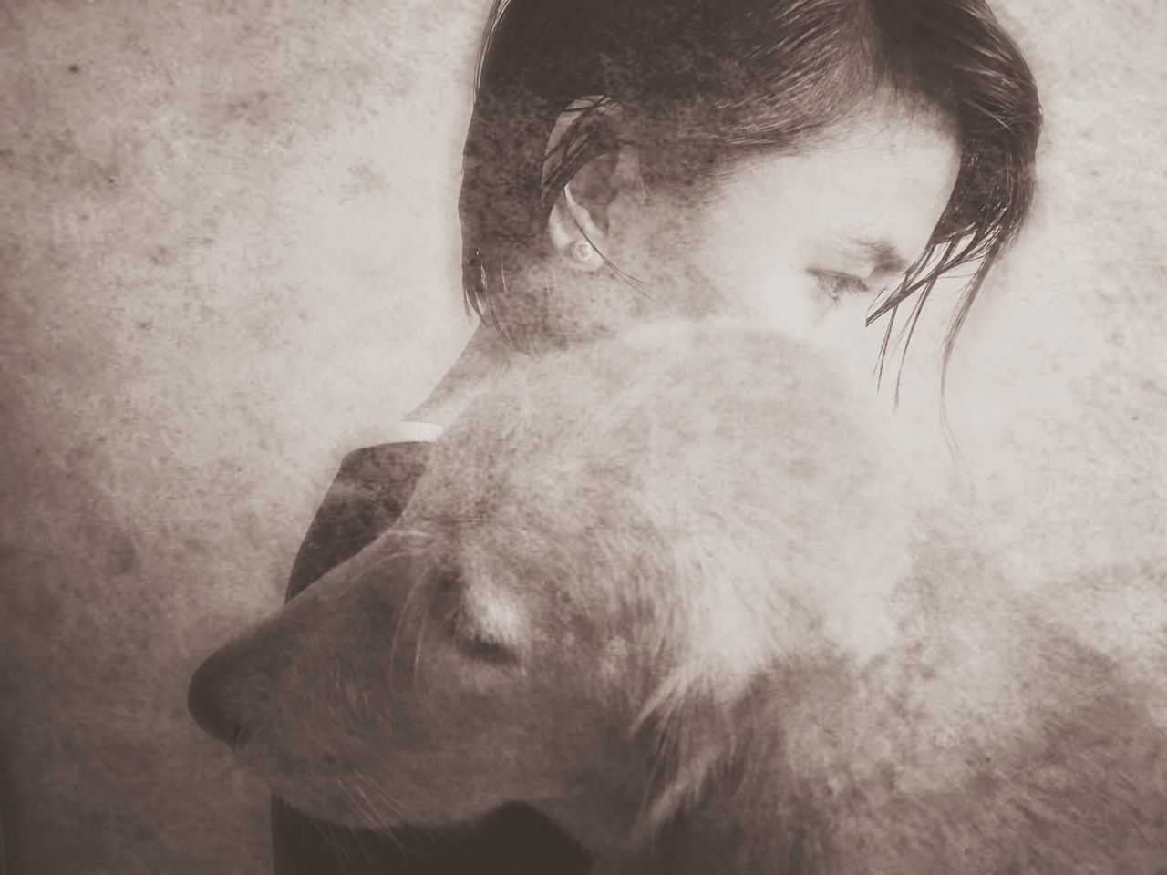 Close-up of woman with dog