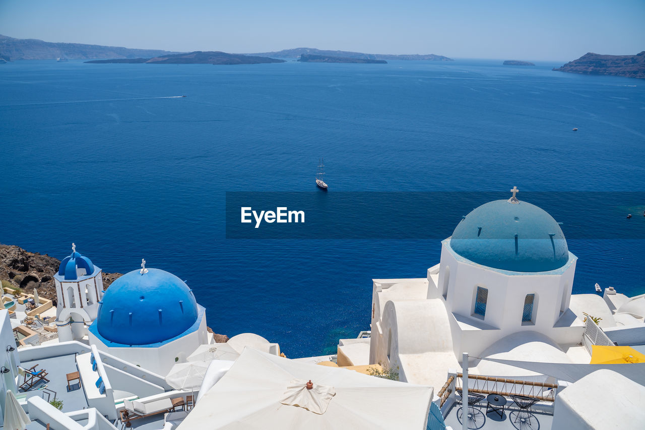 Beautiful landscape panorama view of santorini greece