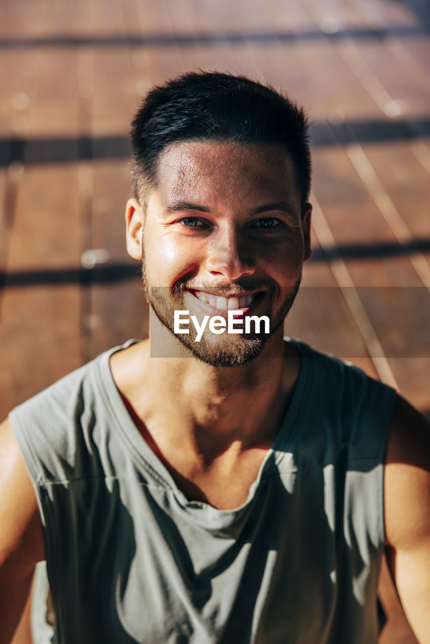 Portrait of smiling man at wellness resort