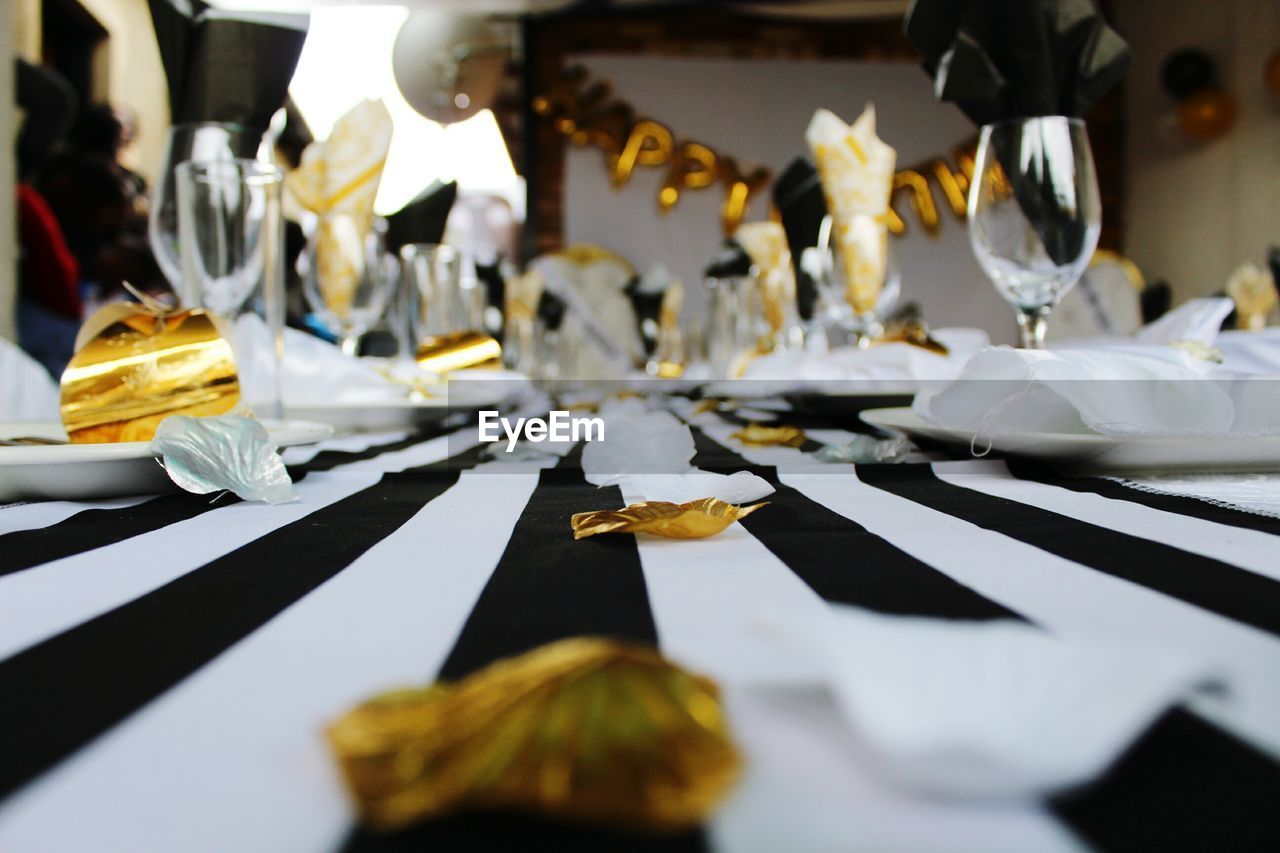 Close-up of wrapping papers on table