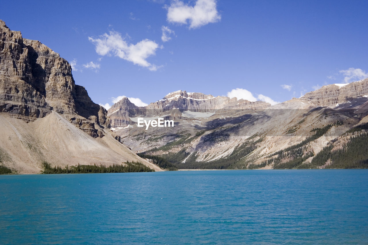 Scenic view of bow lake against sky