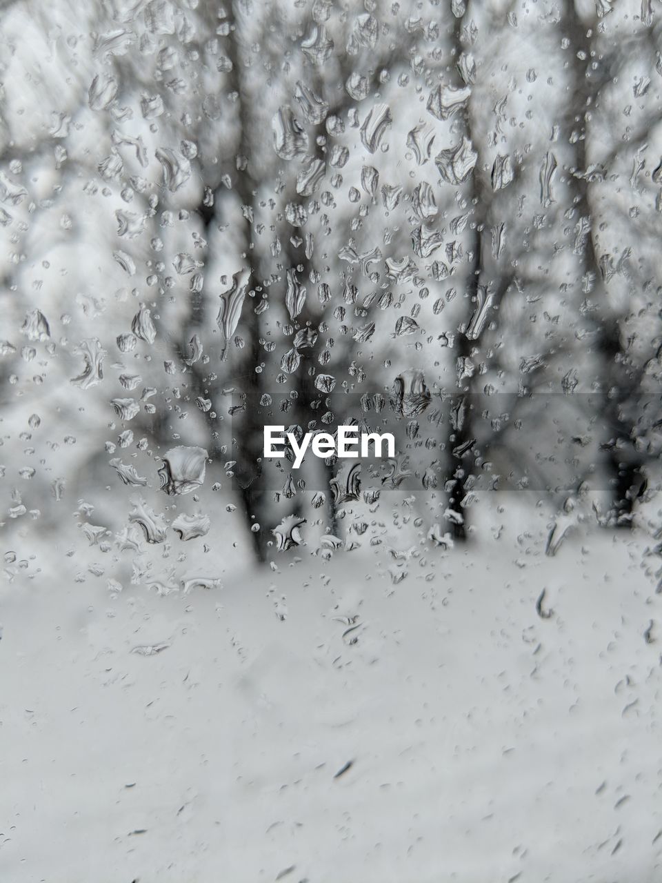 Full frame shot of wet glass window during winter