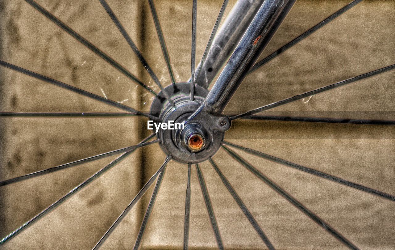 Close-up of bicycle spokes