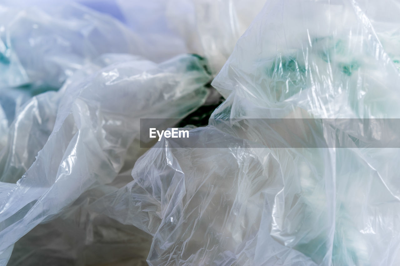 Full frame shot of crumpled plastic bags